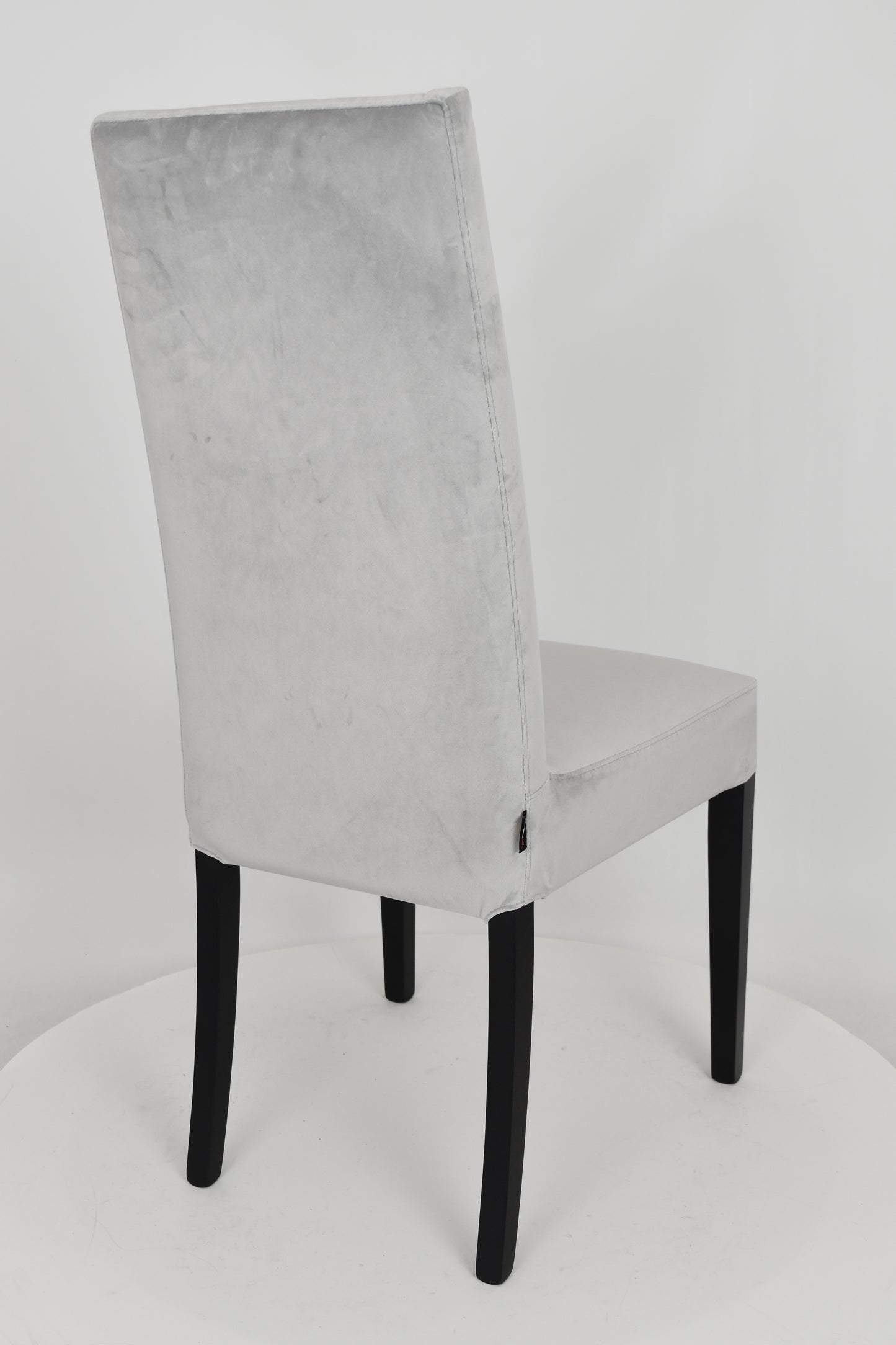 Sedia outlet modello 35 imbottita e sfoderabile in velluto color grigio chiaro