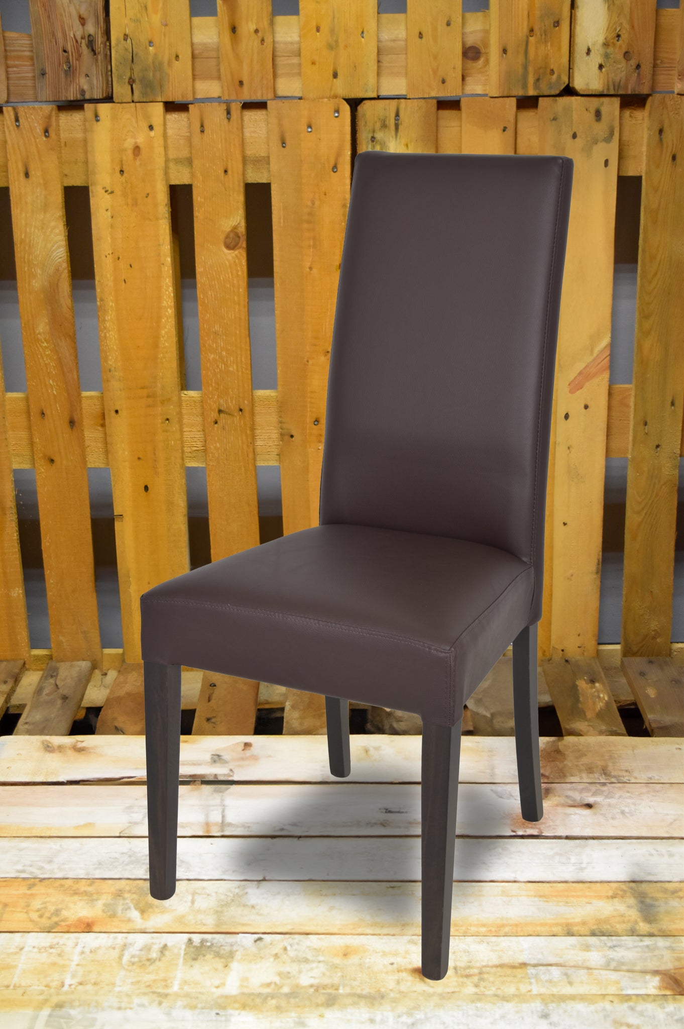 Stock second choice chair model 35 upholstered in brown artificial leather
