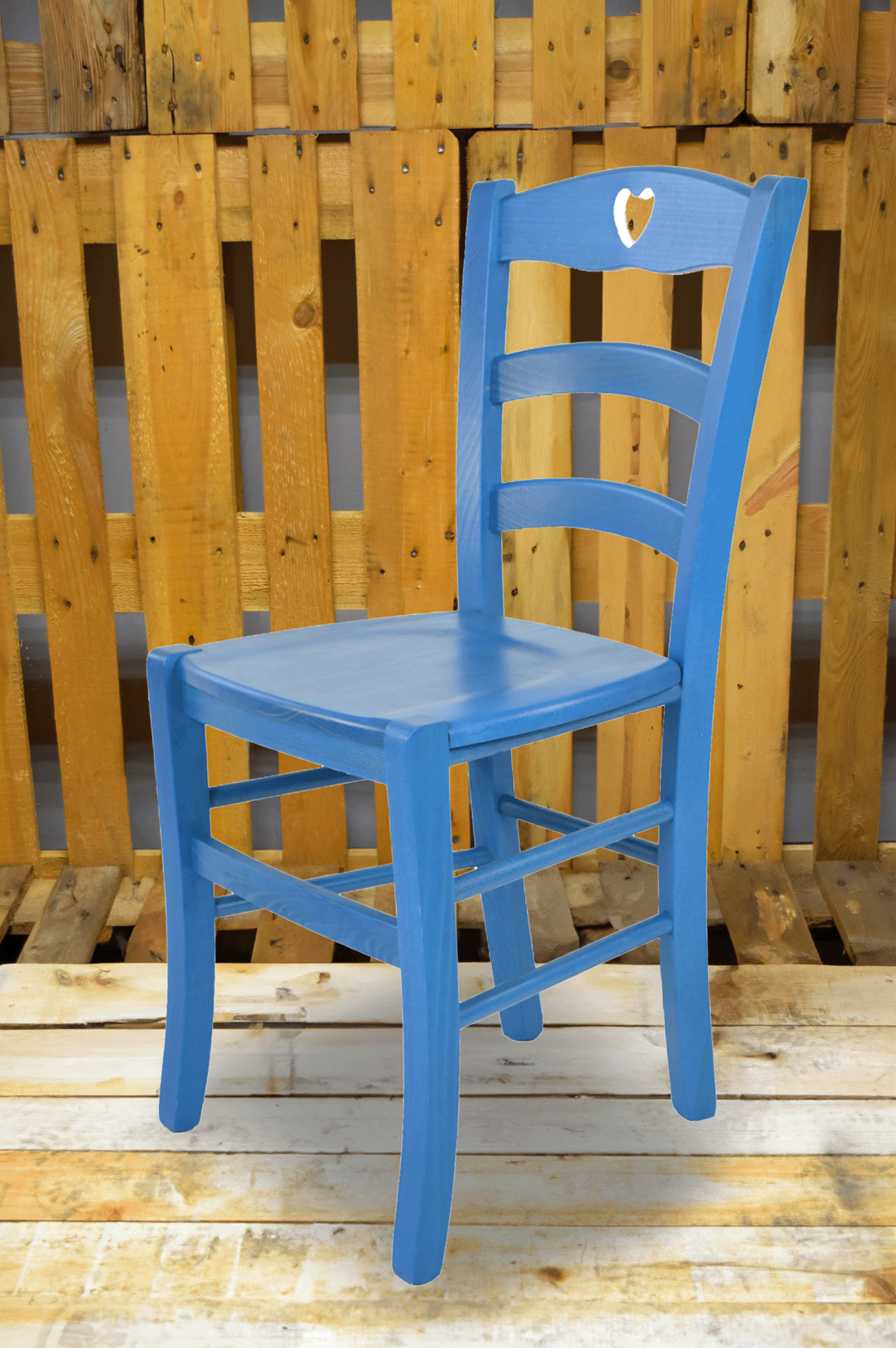 Stock second choice chair model 25 blue color wooden seat