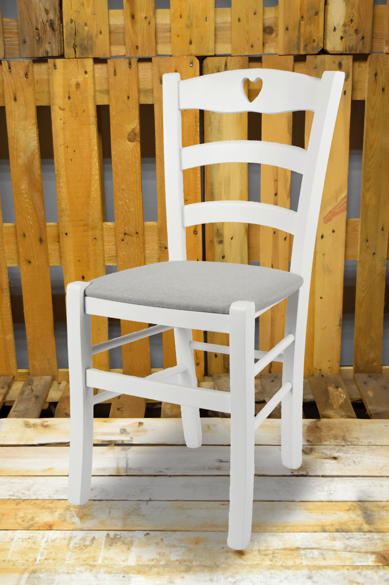 Stock second choice chair model 25 lacquered white upholstered seat pearl grey