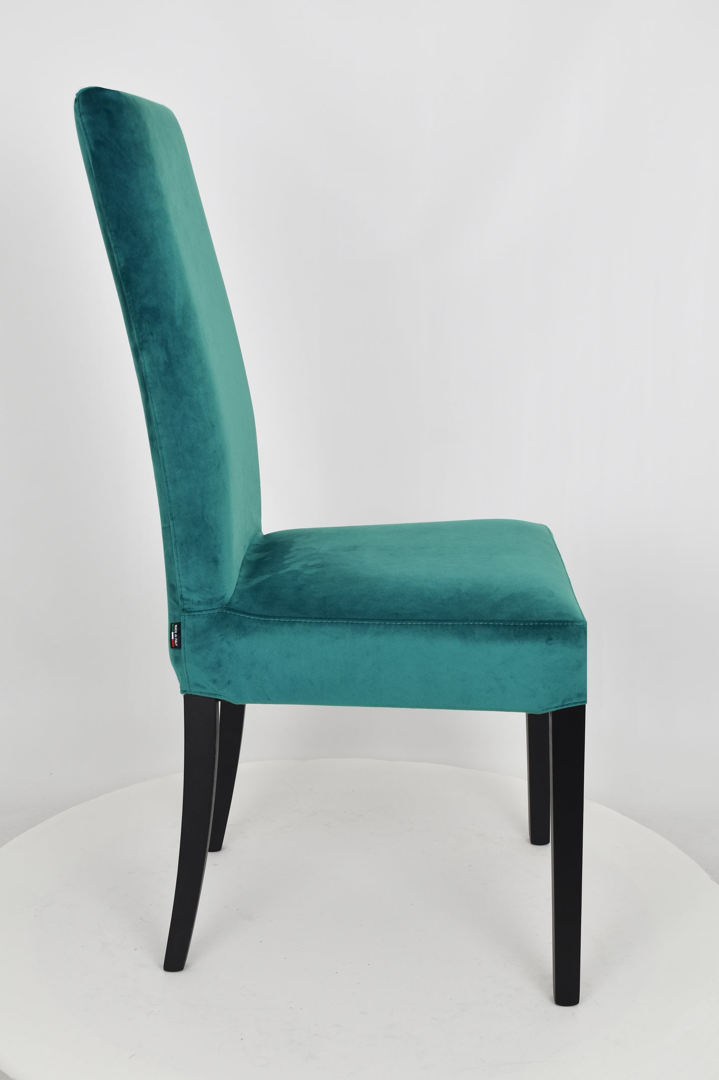 Sedia outlet modello 35 imbottita e sfoderabile in velluto color petrolio