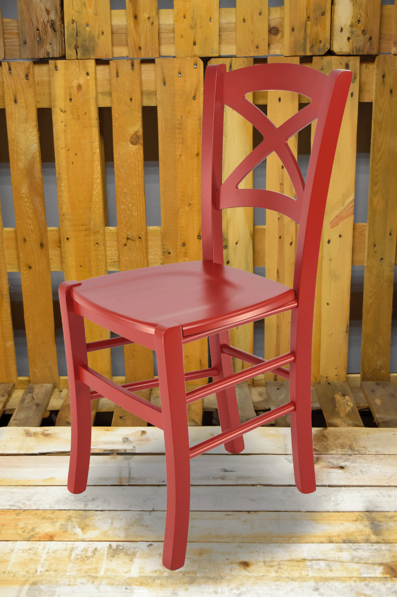 Stock second choice chair model 33 red color wooden seat