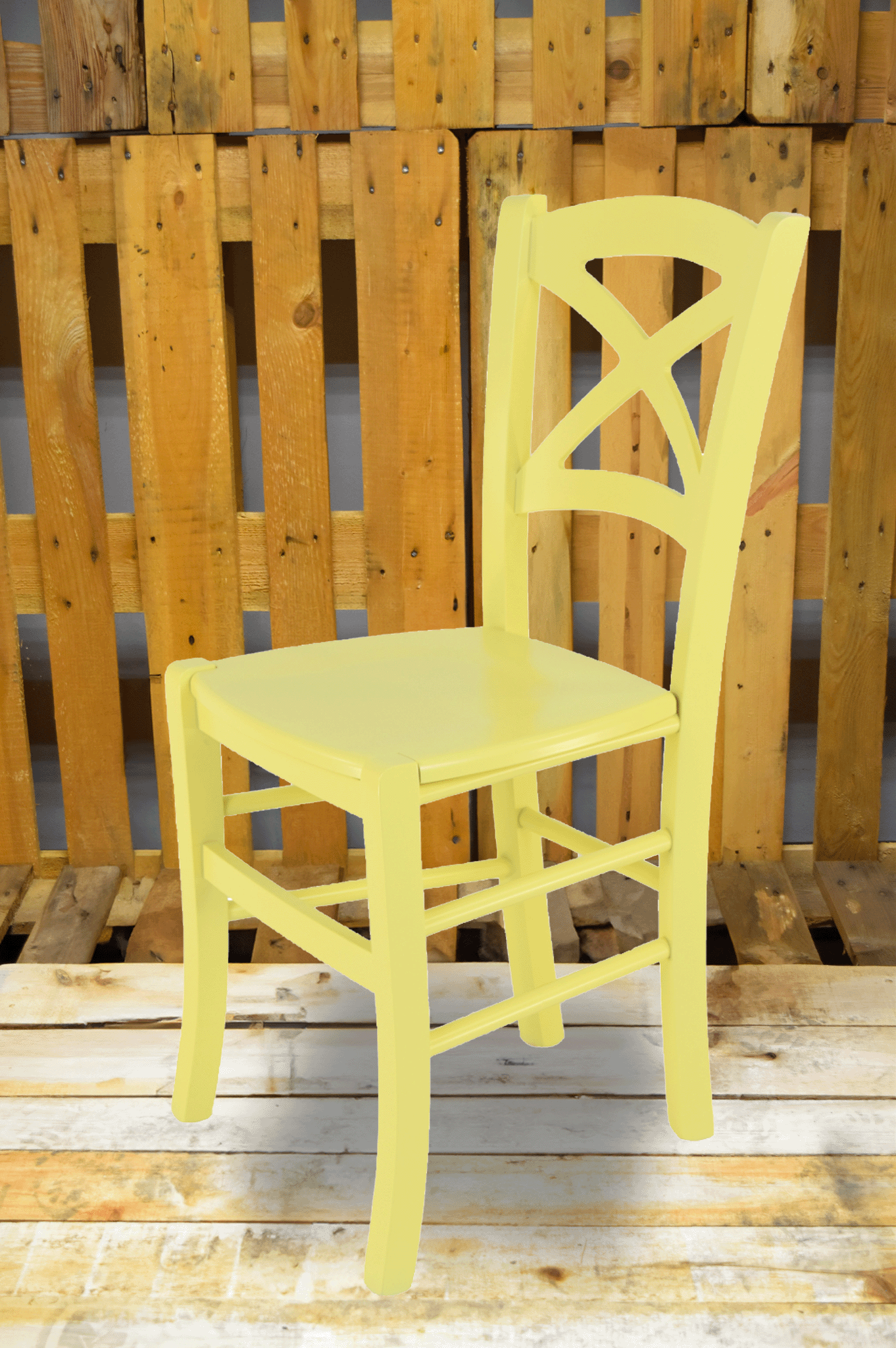 Stock chair second choice model 33 yellow color wooden seat