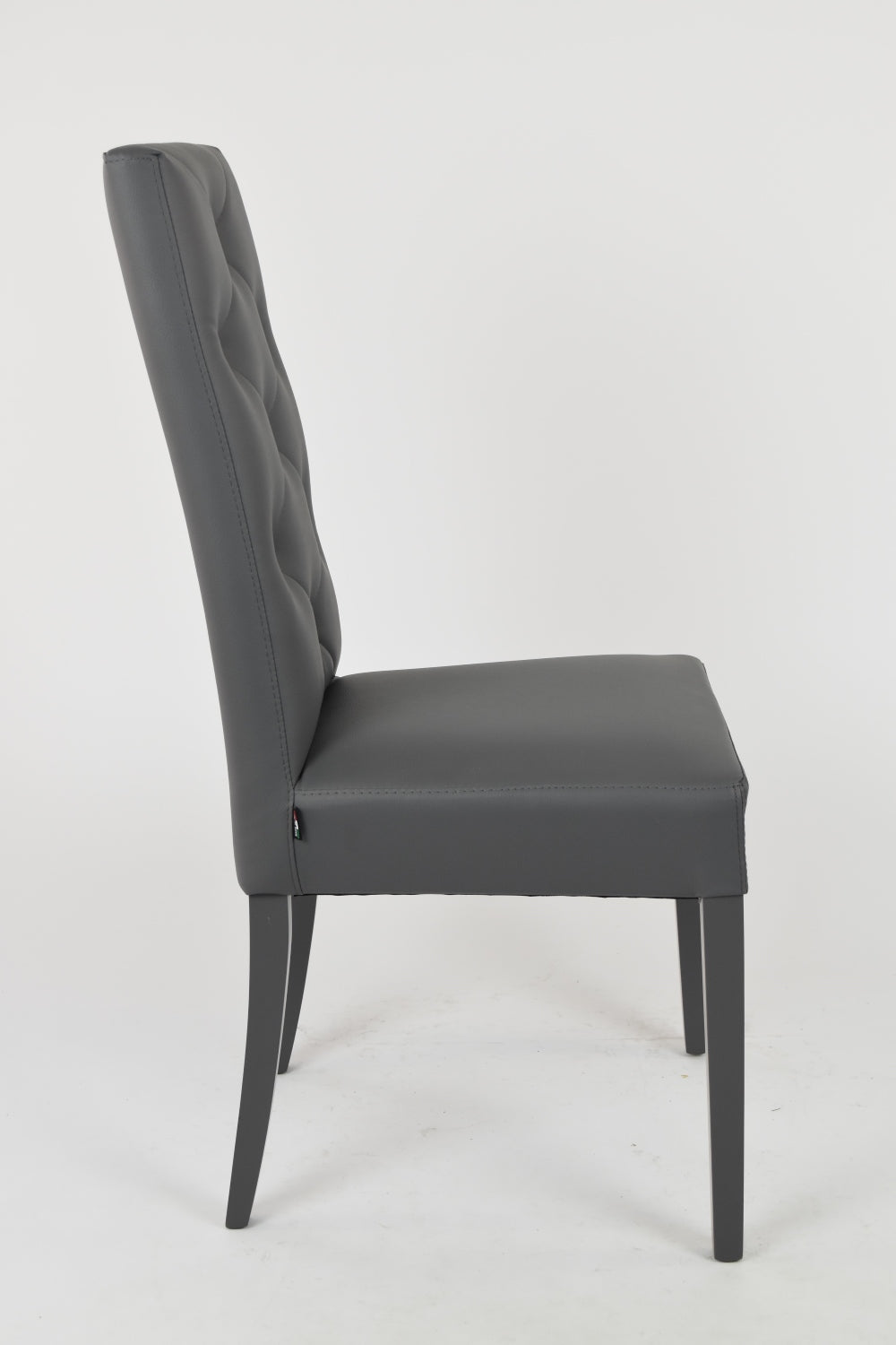Stock second choice chair model 35 upholstered in dark grey artificial leather