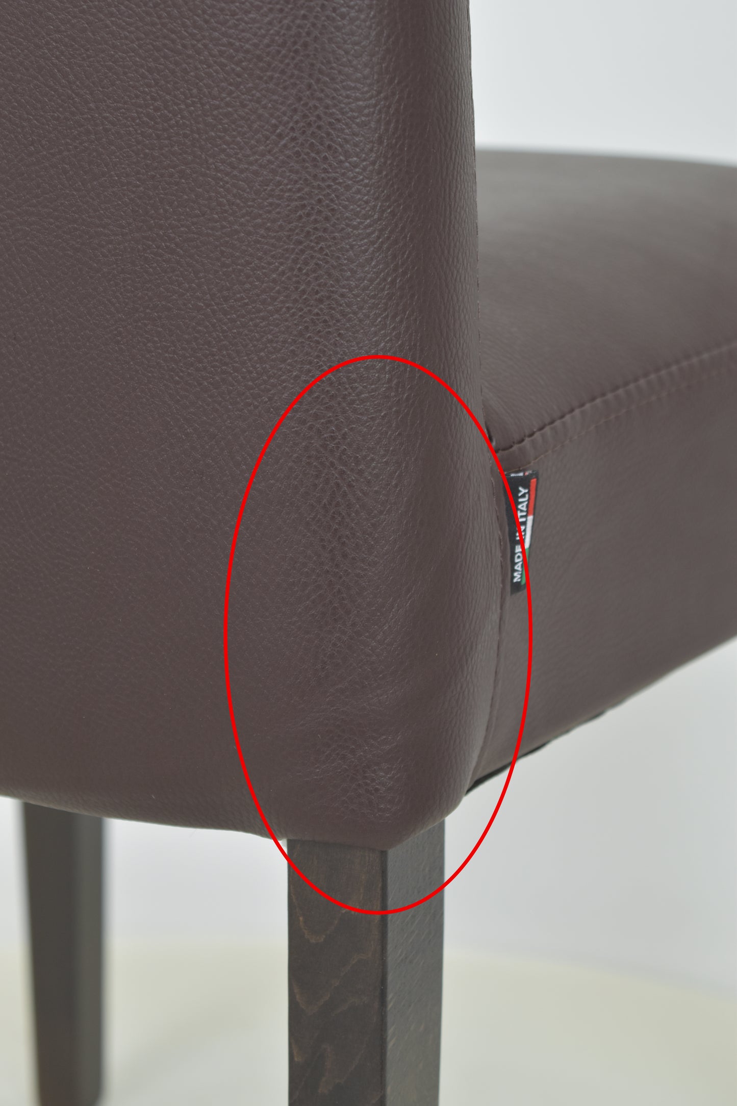 Stock second choice chair model 35 upholstered in brown artificial leather