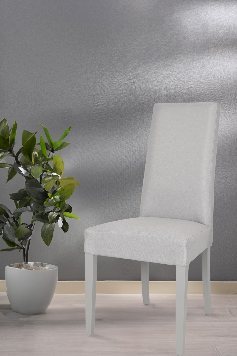 Sedia outlet modello 36 imbottita in tessuto colore grigio perla
