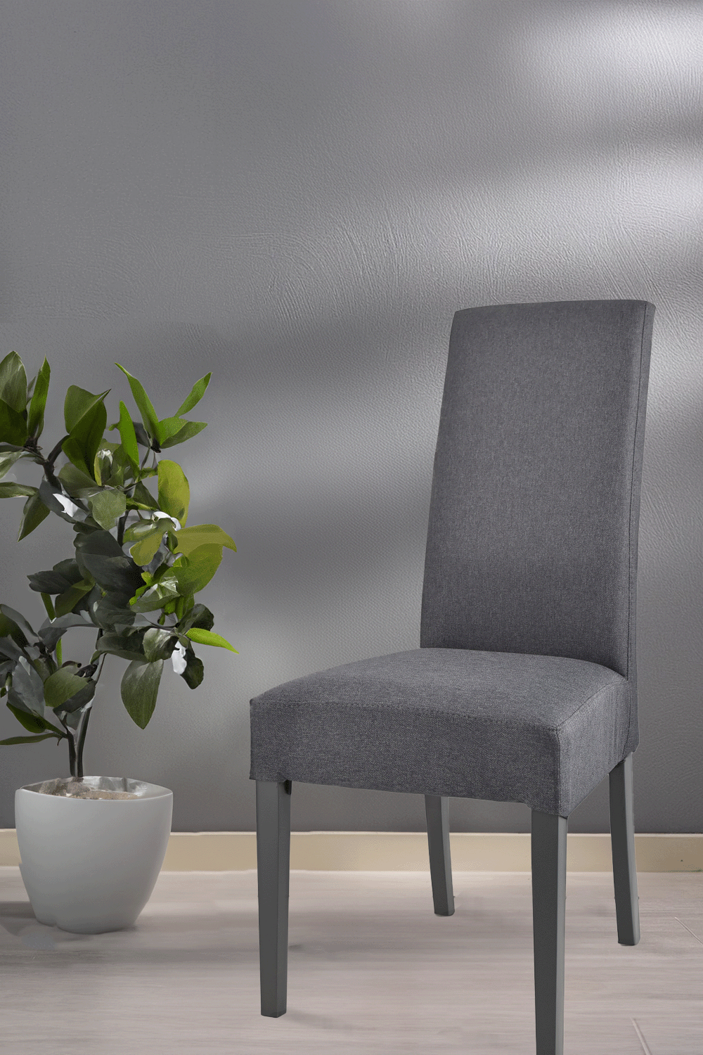 Sedia outlet modello 36 imbottita in tessuto colore grigio scuro