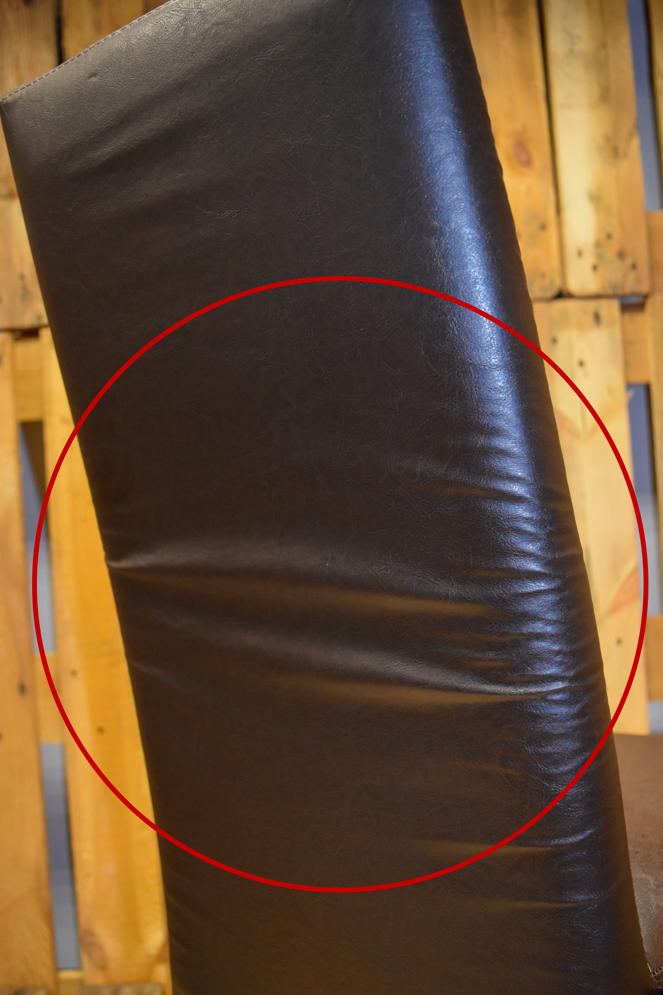 Stock second choice chair model 35 upholstered in brown artificial leather