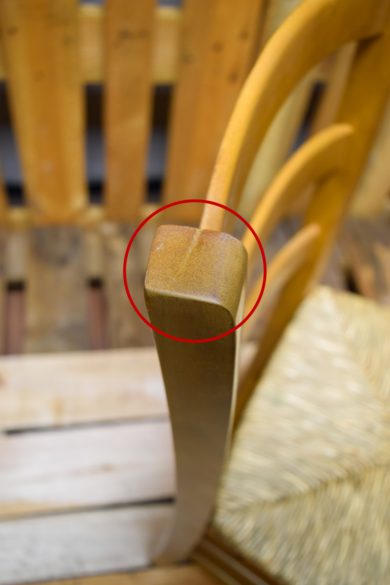 Stock second choice chair model 14 oak color straw seat