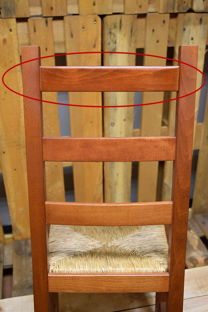Stock second choice chair model 17 in nut color straw seat