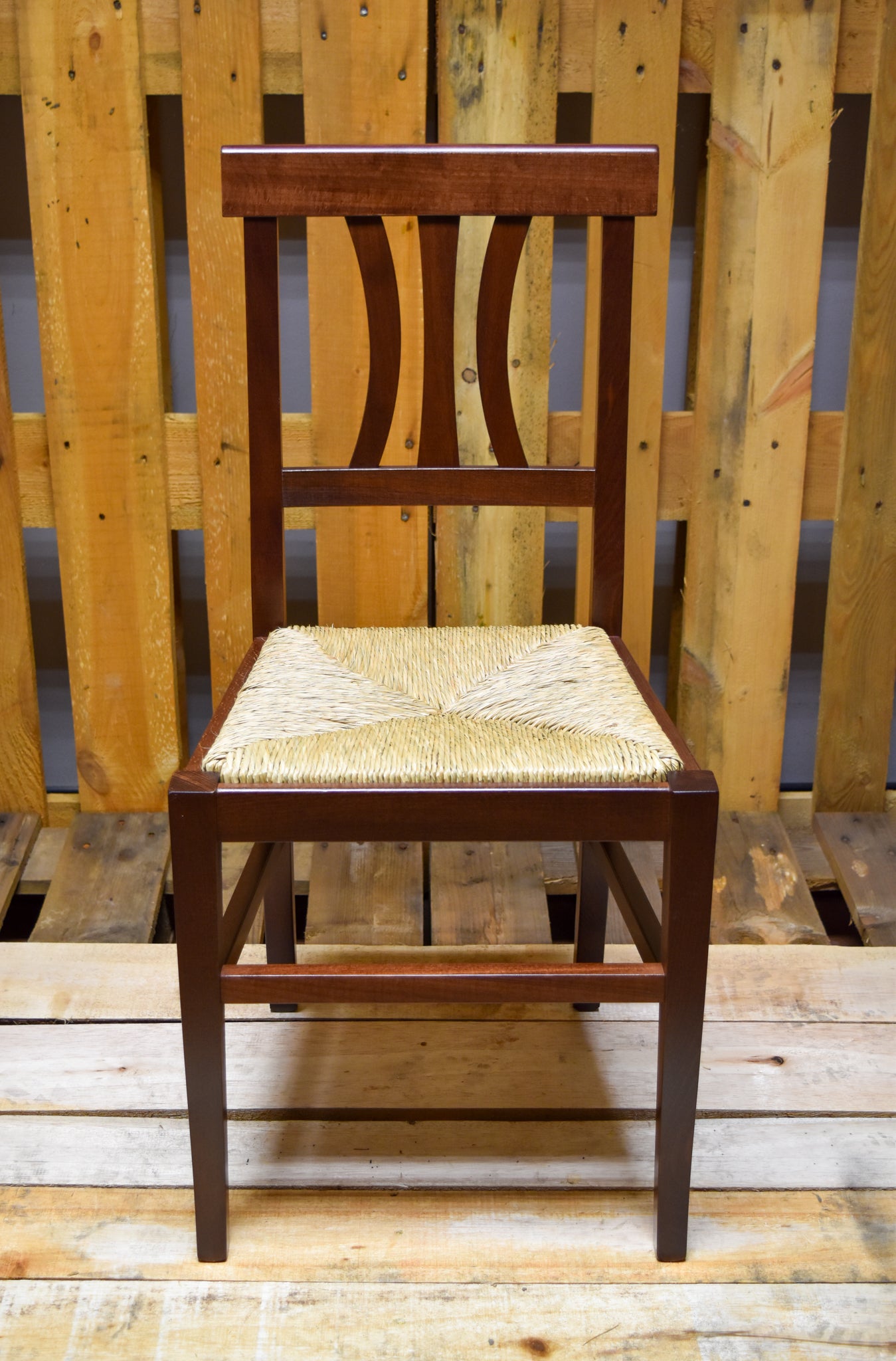 Stock second choice chair model 16/11 dark walnut color straw seat