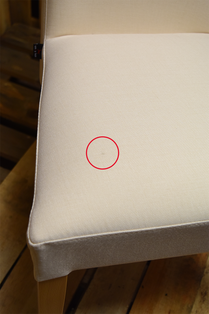 Stock second choice chair model 36 upholstered ivory fabric legs natural color