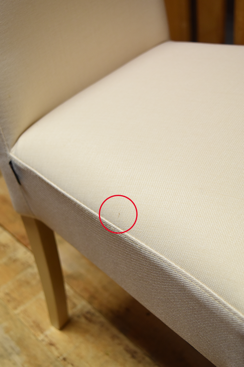 Stock second choice chair model 36 upholstered ivory fabric legs natural color