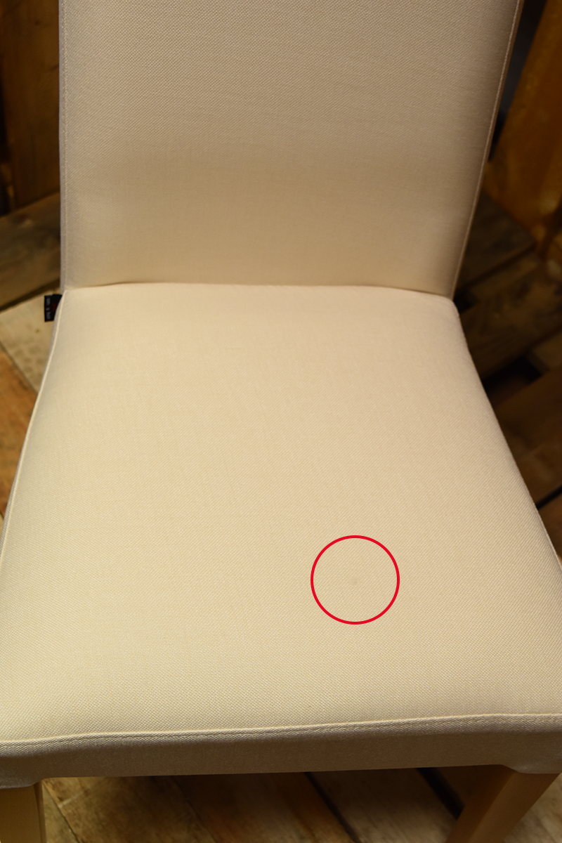 Stock second choice chair model 36 upholstered ivory fabric legs natural color