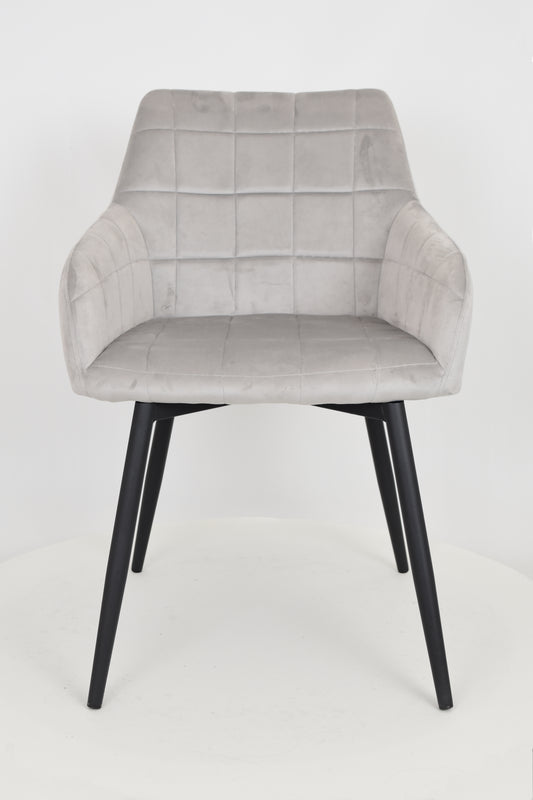 Stock poltroncina seconda scelta modello 7651 colore grigio chiaro imbottita in velluto