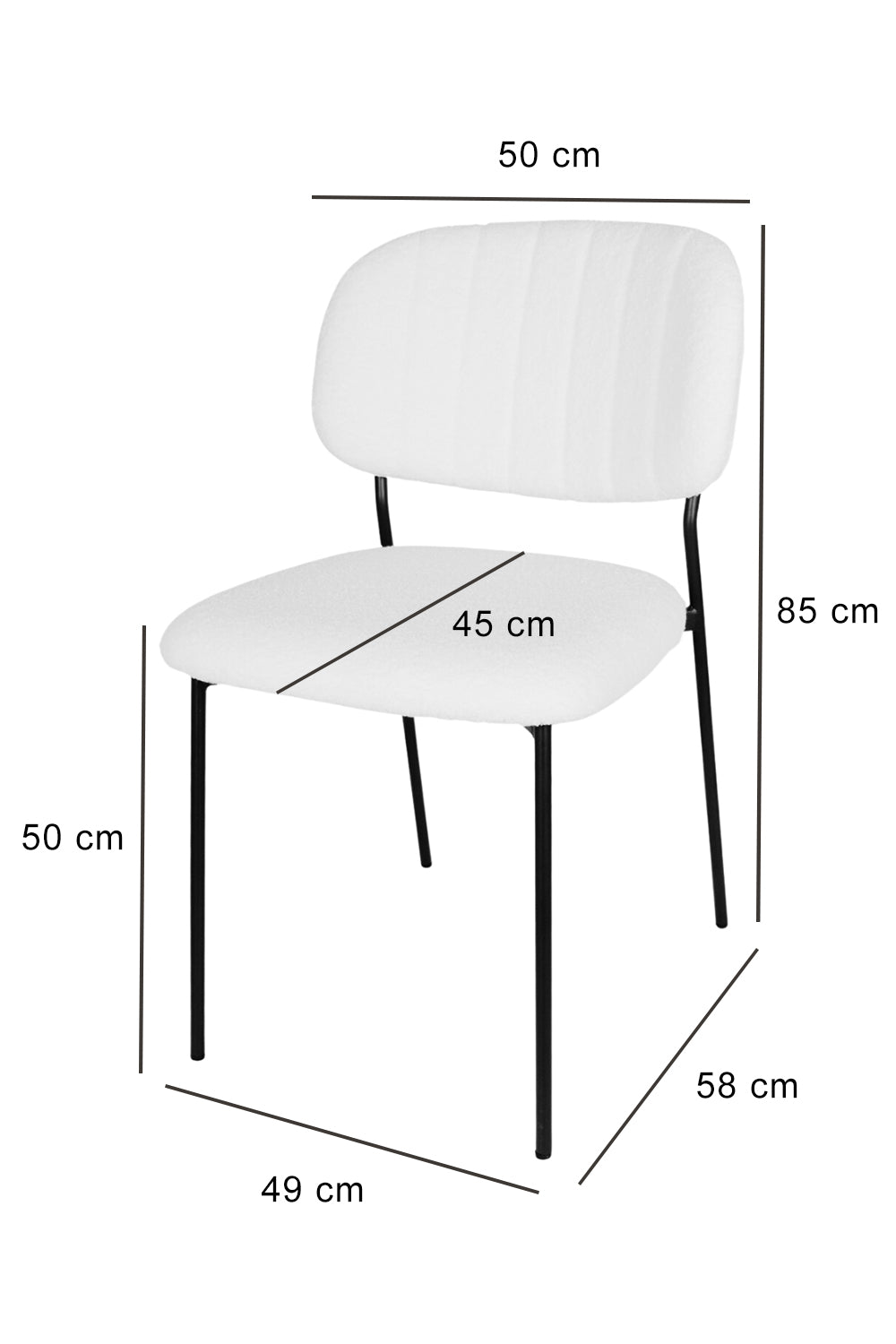 Sedia outlet modello 97 imbottita in tessuto bouclè colore beige