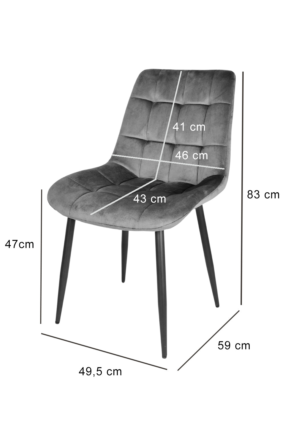 Sedia outlet modello 98 imbottita in velluto colore nero