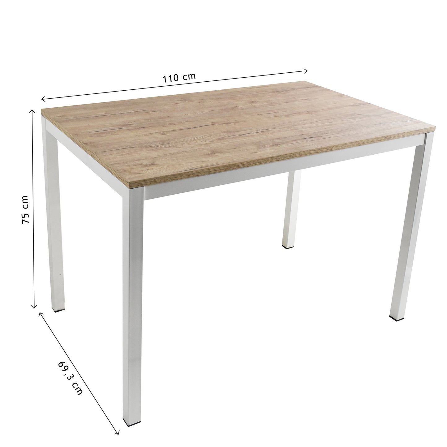 Outlet table model 96 with white painted steel structure