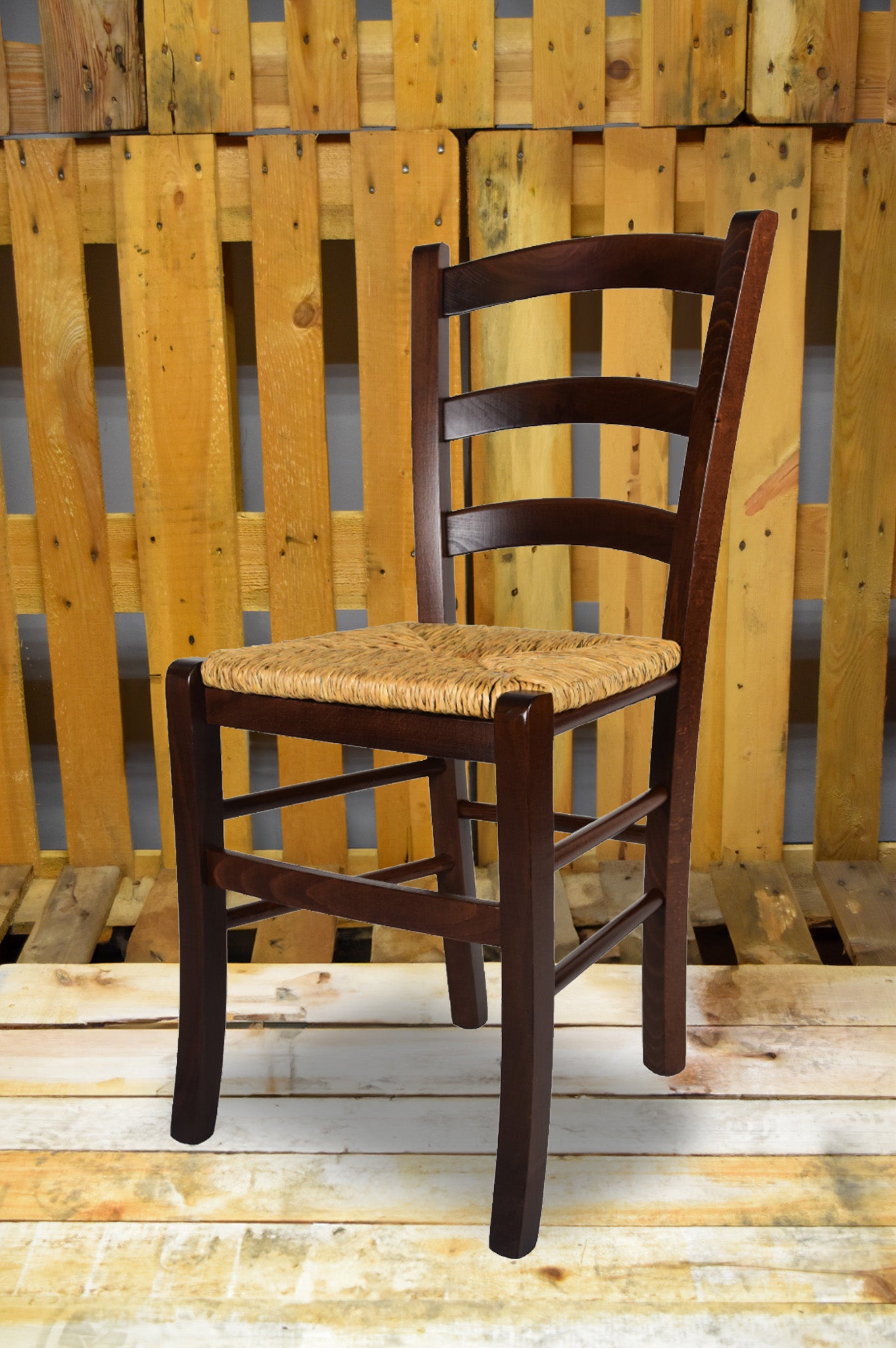 Stock second choice chair model 14 dark walnut color straw seat 