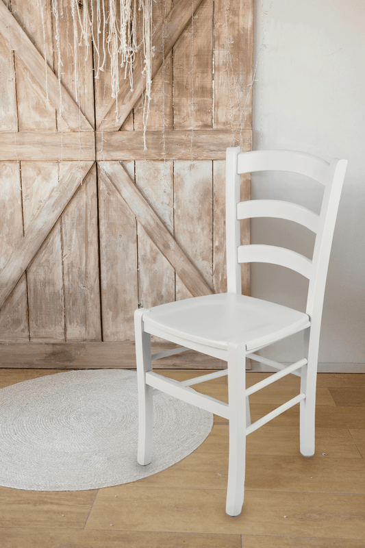 Outlet chair model 14 white lacquered color with wood seat