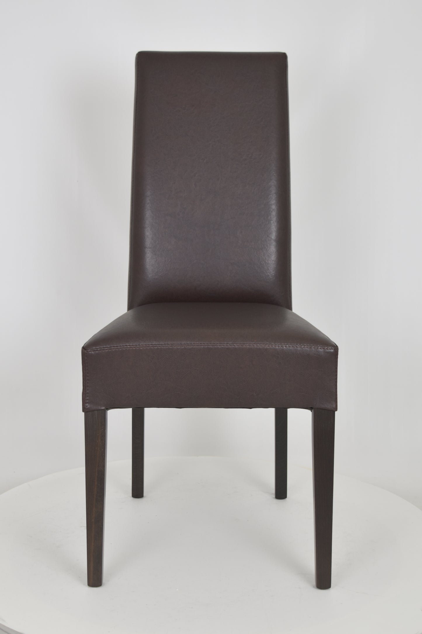 Stock second choice chair model 36 upholstered in dark brown artificial leather  