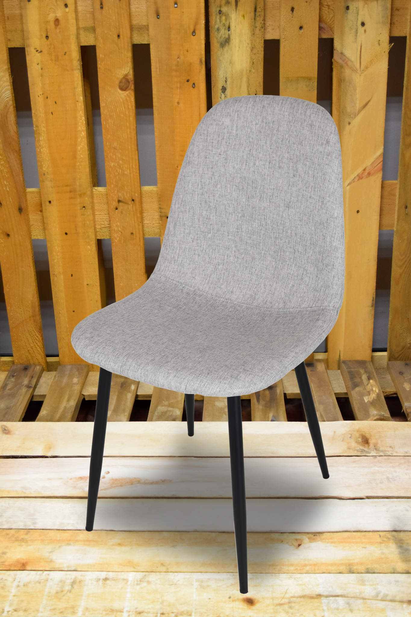 Stock second choice chair model 95 upholstered in grey fabric  