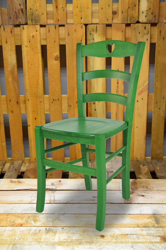Stock sedia seconda scelta modello 25 colore anilina verde seduta in legno