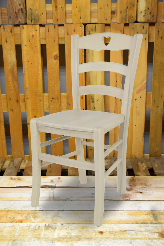Stock sedia seconda scelta modello 25 colore anilina bianca seduta in legno