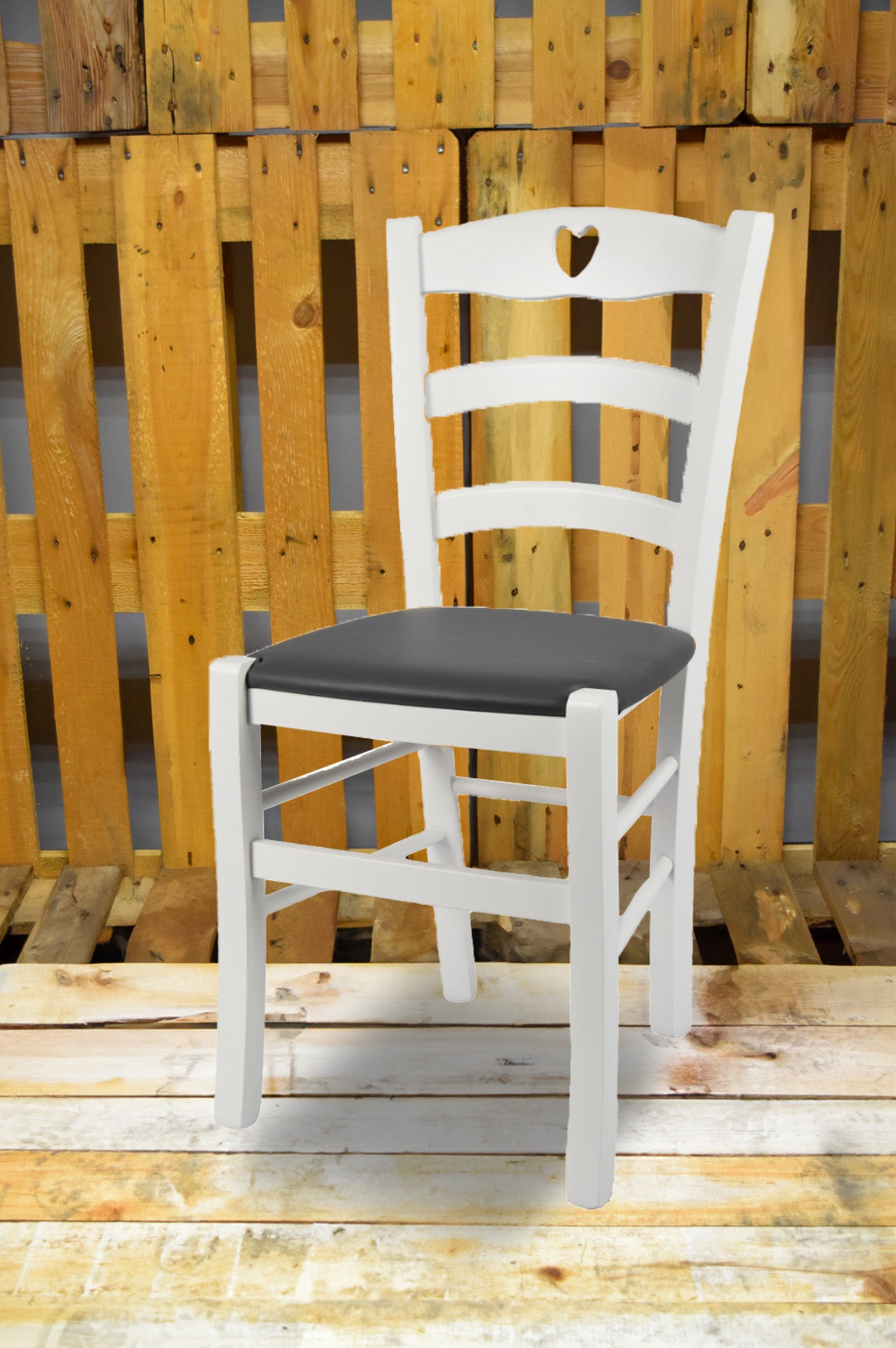 Stock second choice chair model 25 lacquered white upholstered seat dark grey  seat 