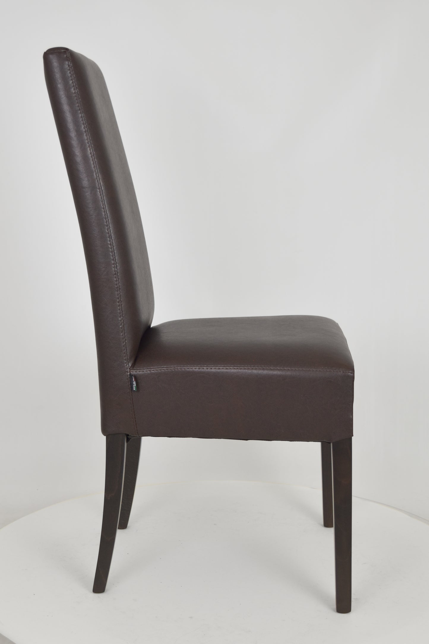 Stock second choice chair model 36 upholstered in dark brown artificial leather  