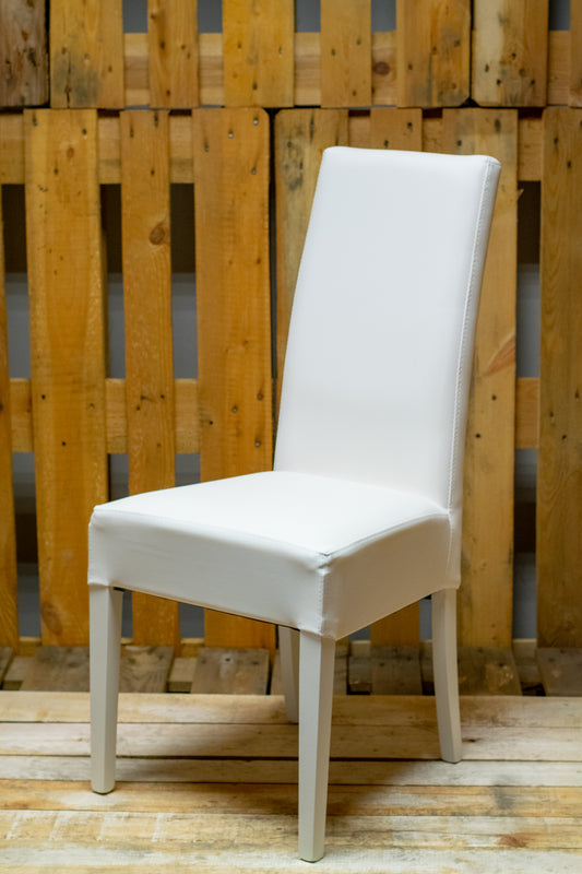 Stock model 36 chairs upholstered in white imitation leather