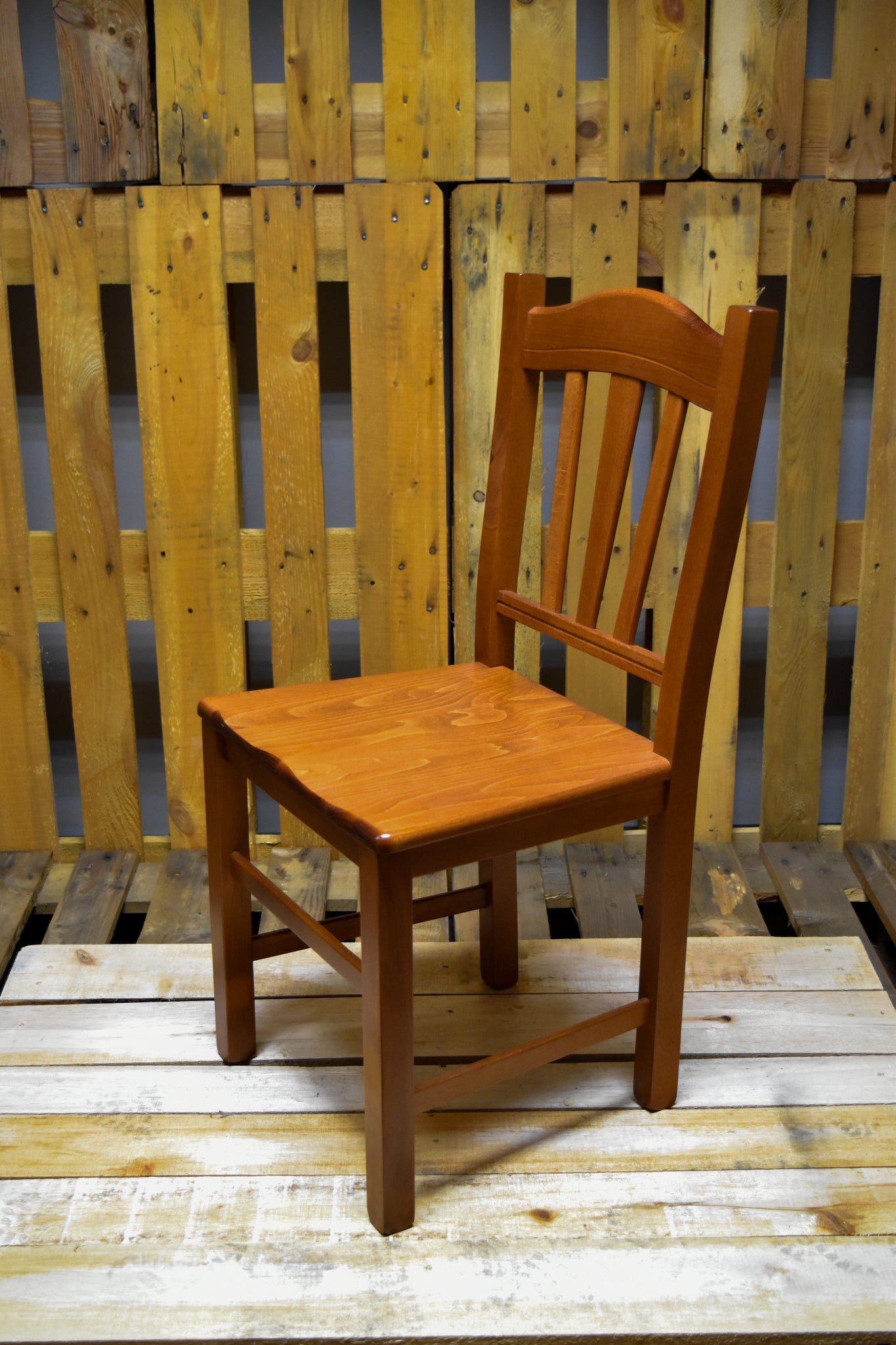Stock chairs model 21 walnut color wooden seat