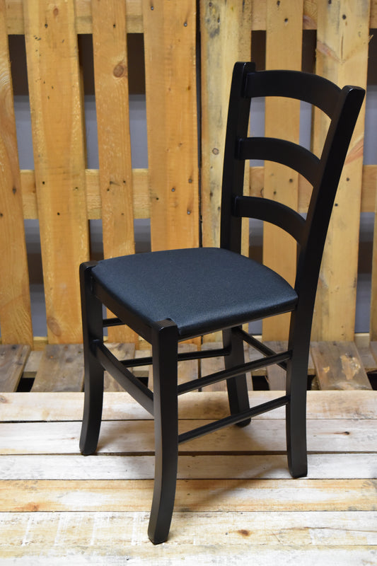 Stock chairs model 14 black color padded seat black fabric