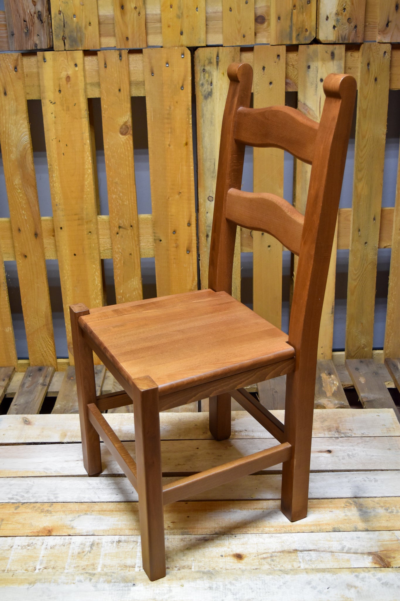 Stock chairs model 20 walnut color wooden seat
