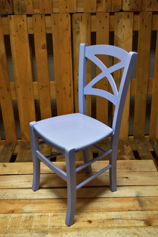 Stock chairs model 33, light blue color, wooden seat