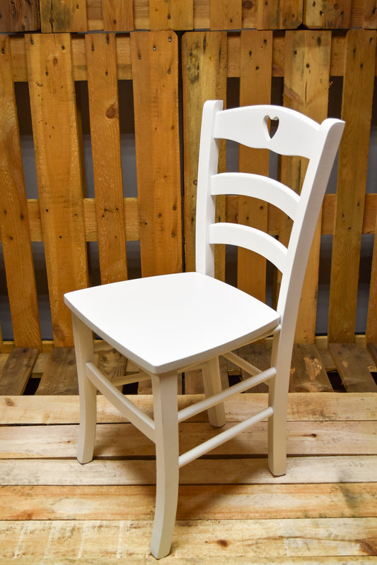 Stock sedie outlet modello 25 laccato colore bianco seduta in legno
