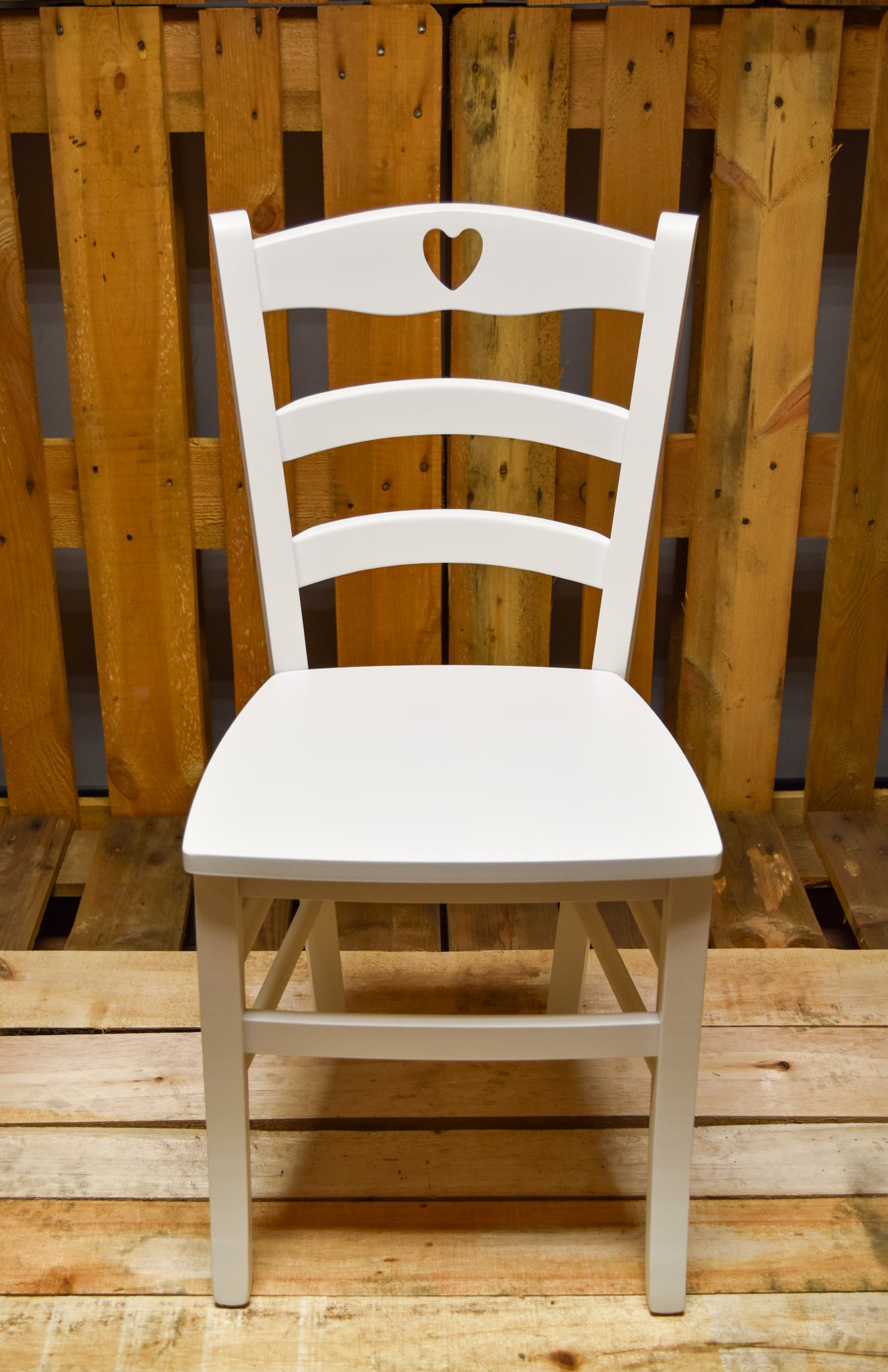 Stock chairs model 25 lacquered white color wooden seat
