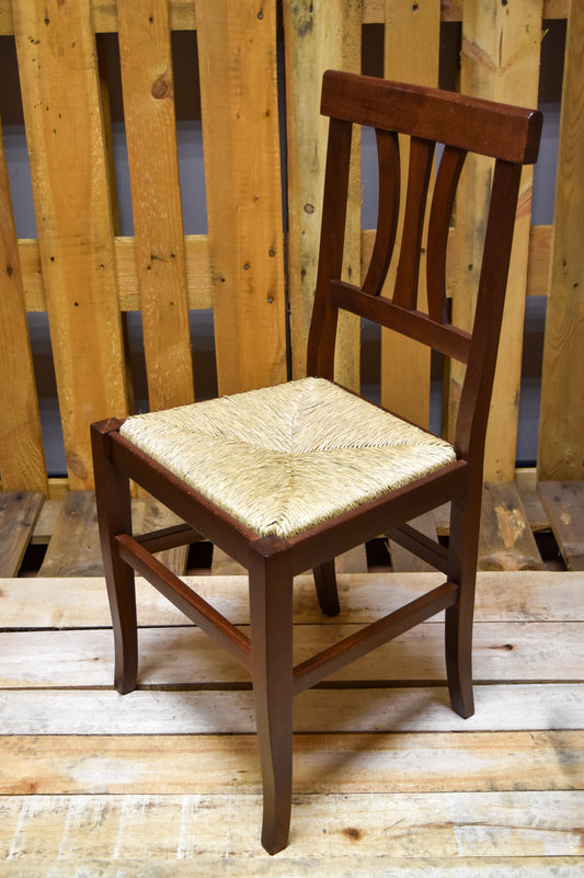 Stock chairs model 16/11, dark walnut color, straw seat