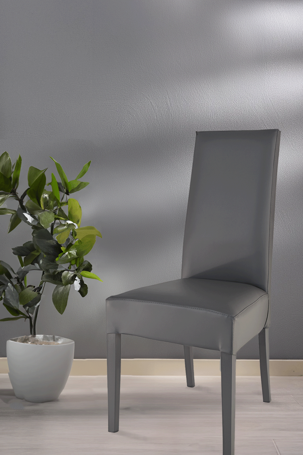 Outlet chair model 36 upholstered in dark grey artificial leather