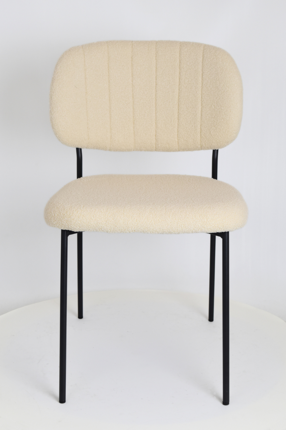 Outlet chair model 97 upholstered in beige bouclé fabric