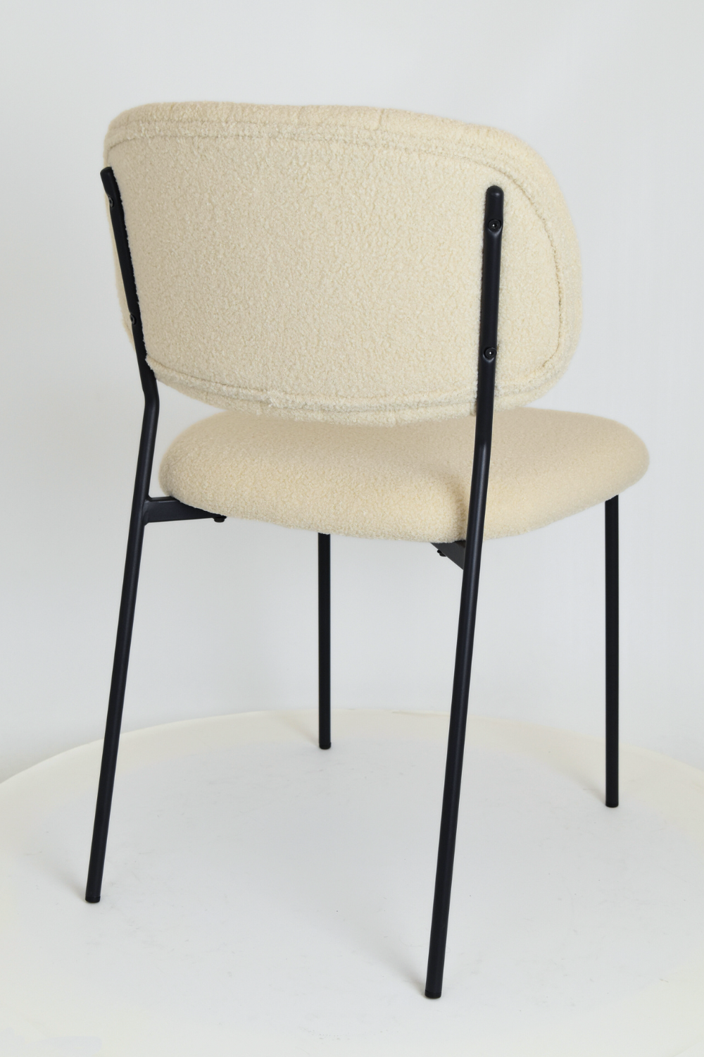 Outlet chair model 97 upholstered in beige bouclé fabric