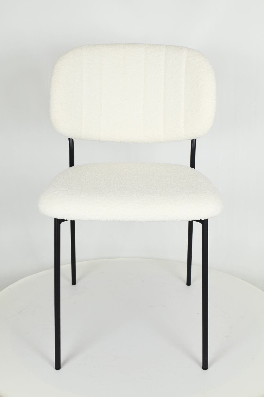 Outlet chair model 97 upholstered in white bouclé fabric