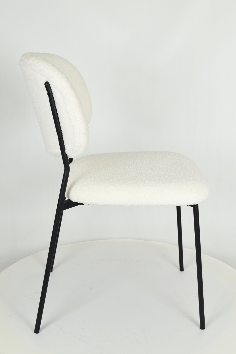 Outlet chair model 97 upholstered in white bouclé fabric