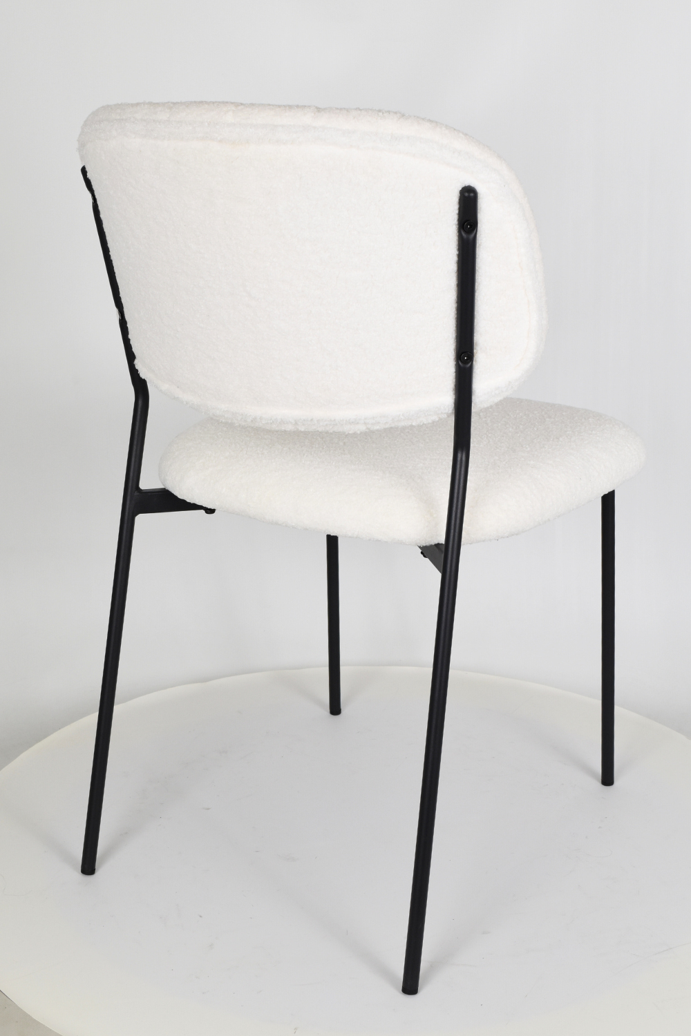 Outlet chair model 97 upholstered in white bouclé fabric