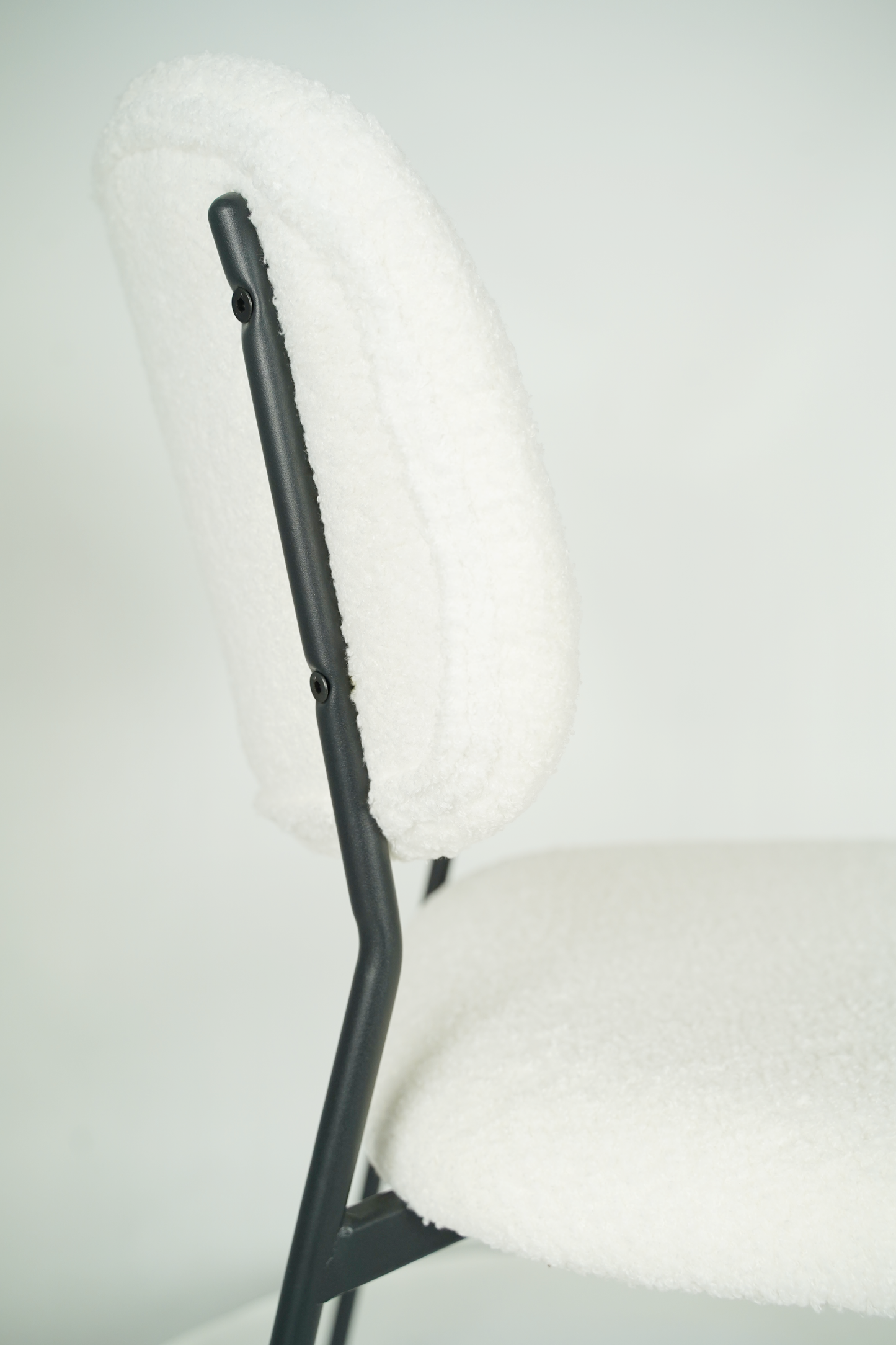 Outlet chair model 97 upholstered in white bouclé fabric