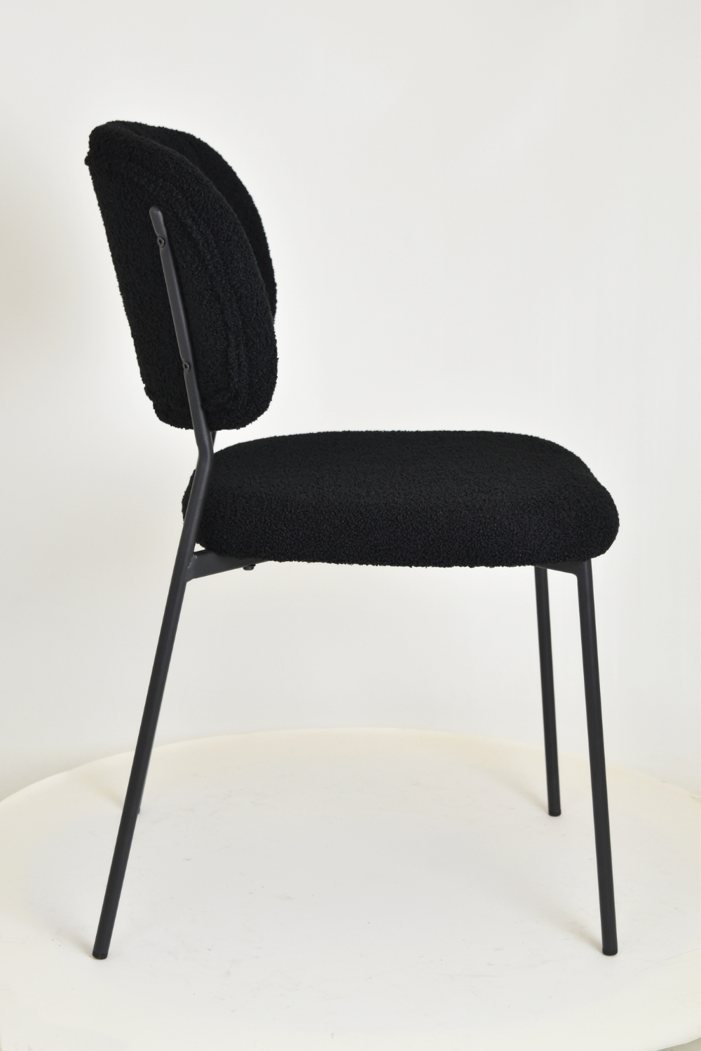 Outlet chair model 97 upholstered in black bouclé fabric