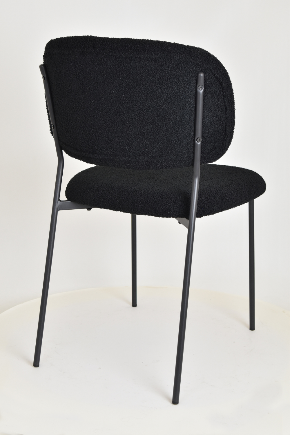 Outlet chair model 97 upholstered in black bouclé fabric