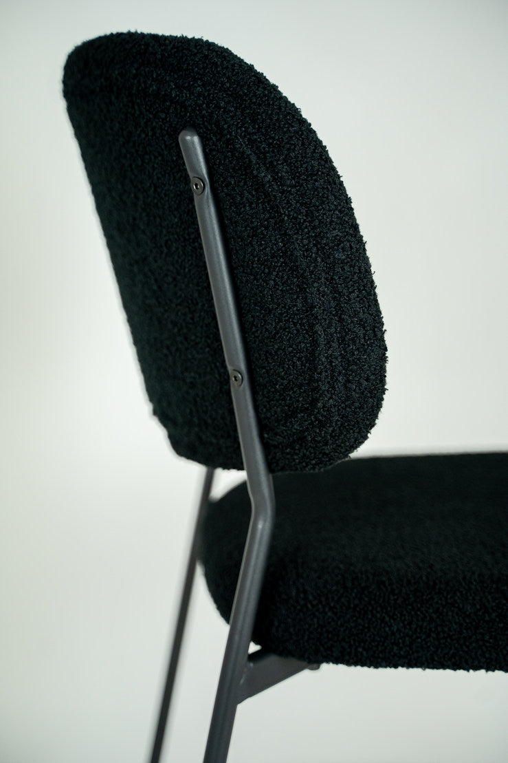 Outlet chair model 97 upholstered in black bouclé fabric