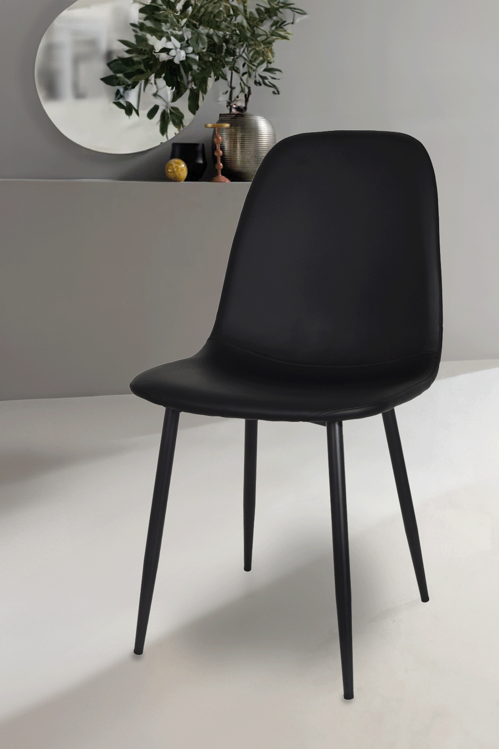 Outlet chair model 95 upholstered in black artificial leather