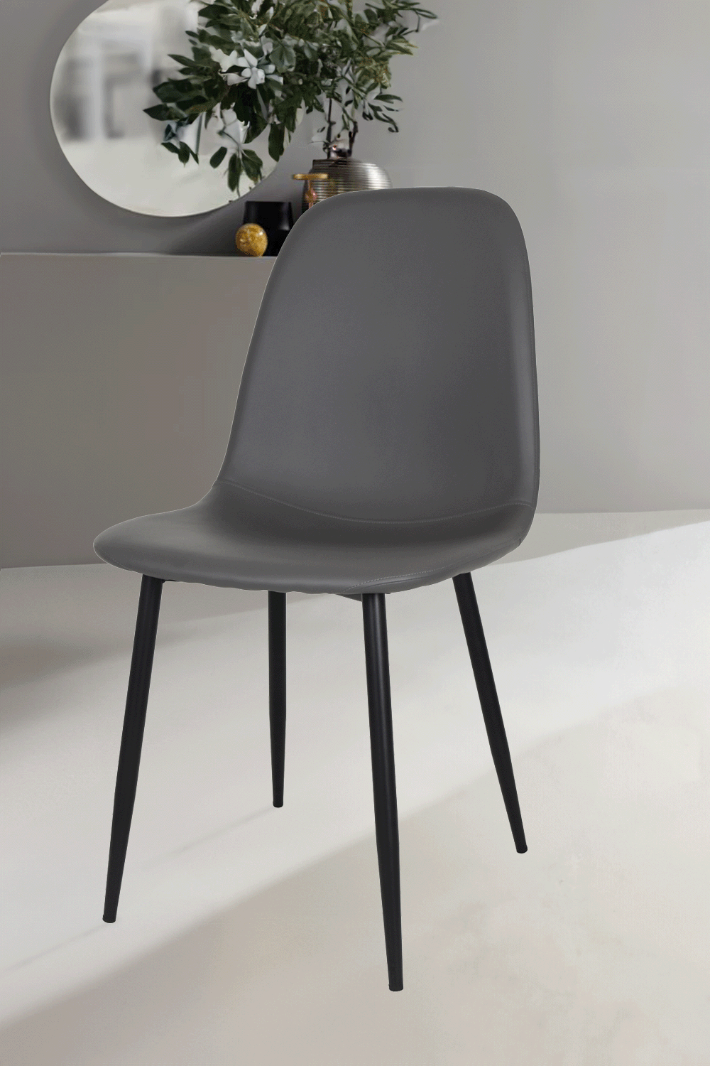 Outlet chair model 95 upholstered in dark grey artificial leather